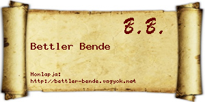 Bettler Bende névjegykártya